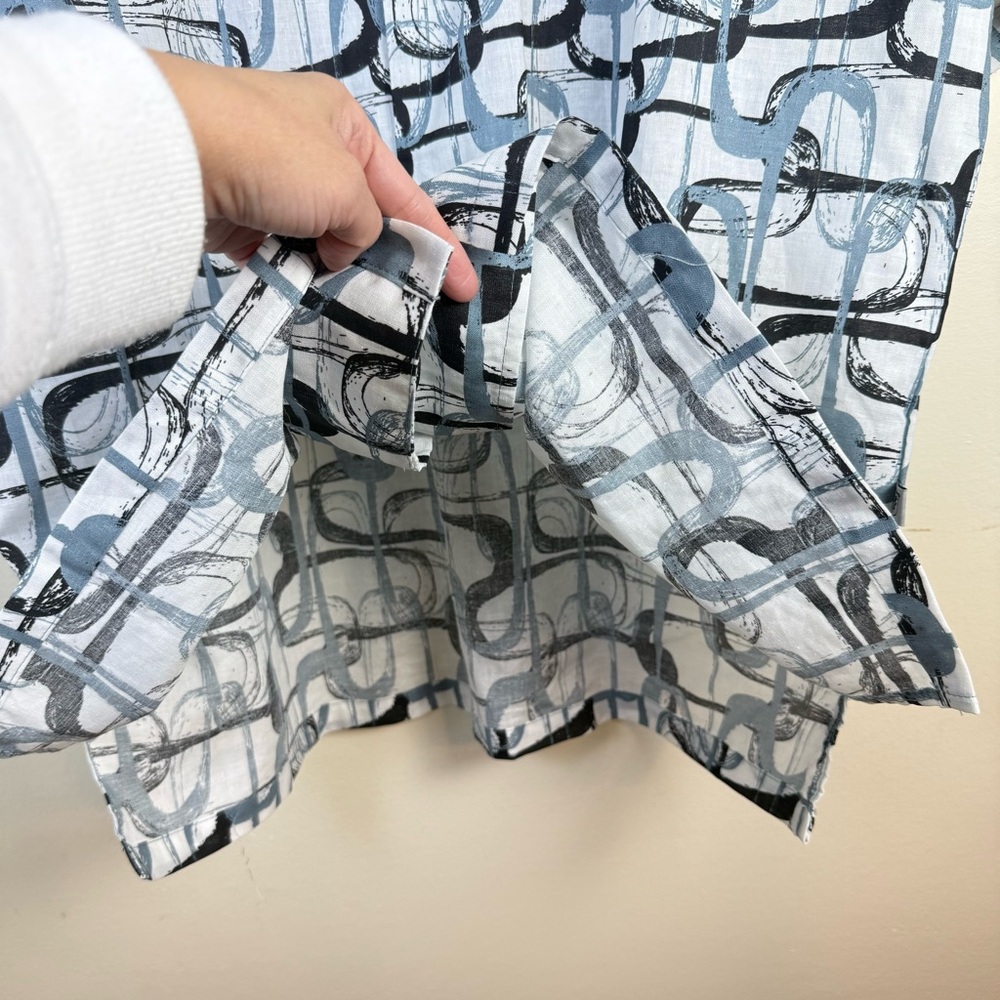 Stacy Adams Mens Button-down Shirt sz XXL Linen Bold Geo Pattern Collared NEW - Picture 9 of 14
